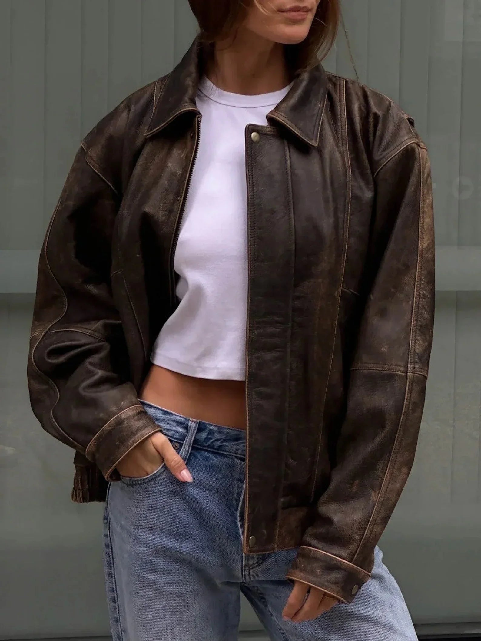 Verona Oversized Leather Jacket
